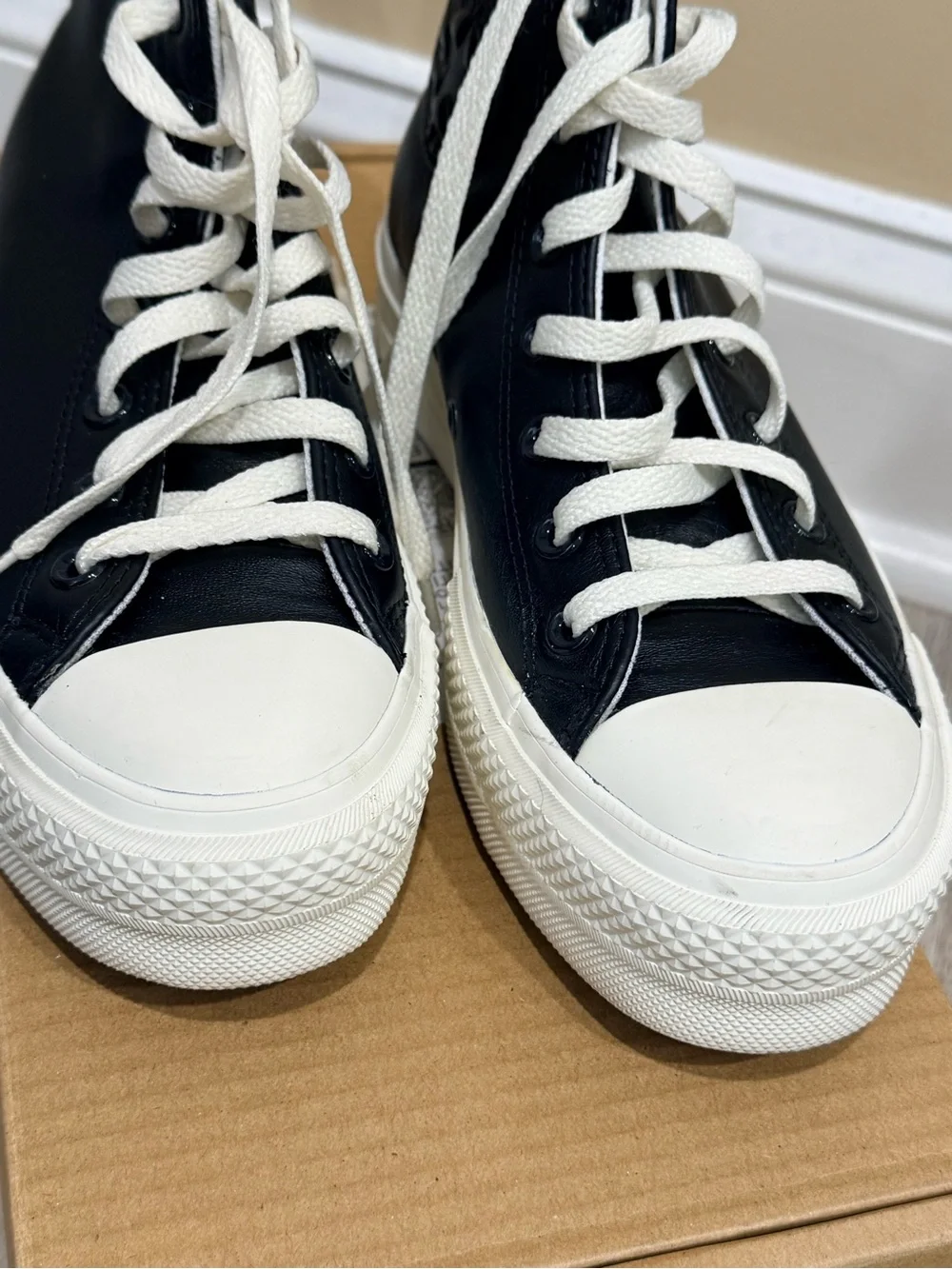 Converse By You Custom Leather Platform High Top Sneakers